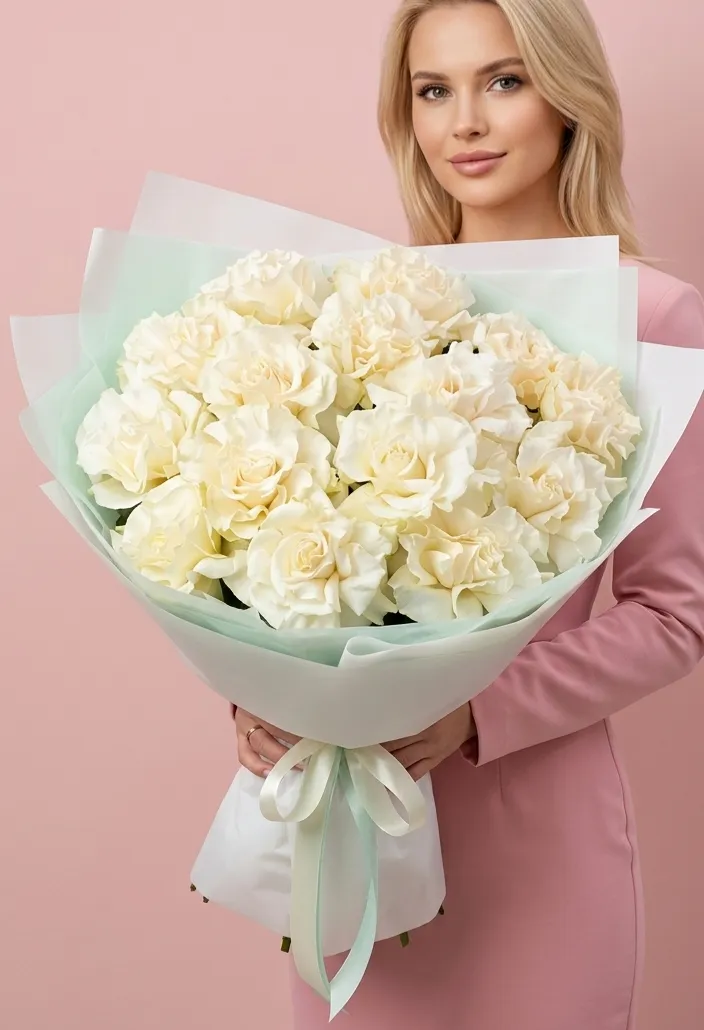 Французские Розы Белые (15 Роз)